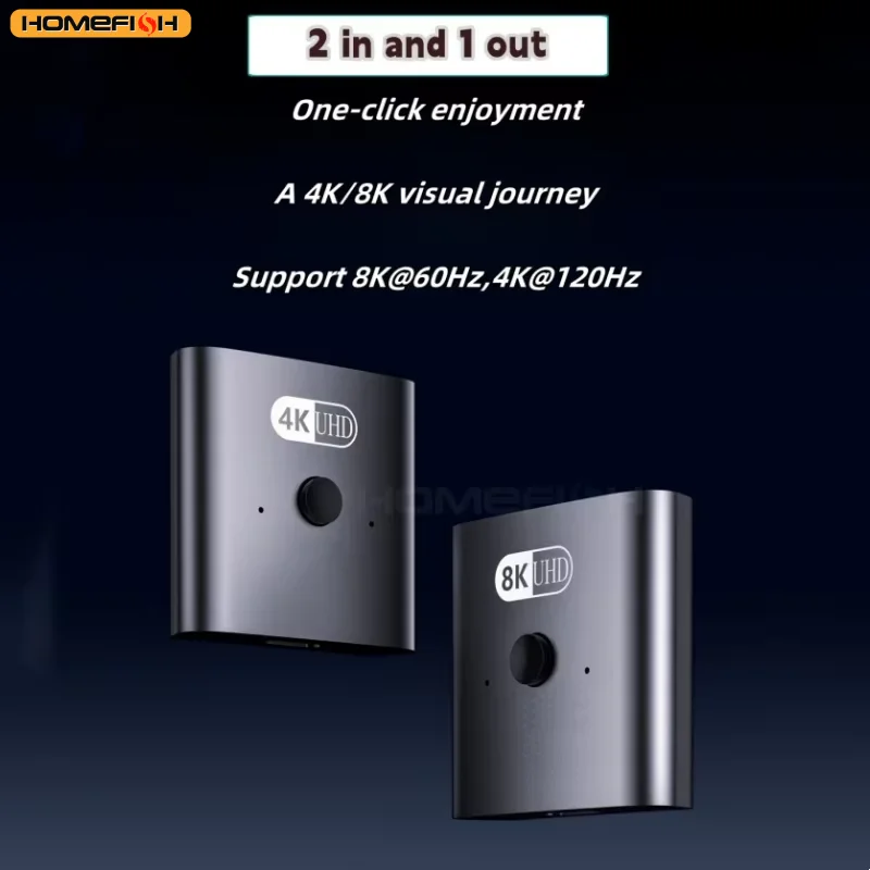 High-definition 4K and 8K bidirectional switcher, splitter, hdmi switcher, two-in and one-out, supporting 1 split to 2
