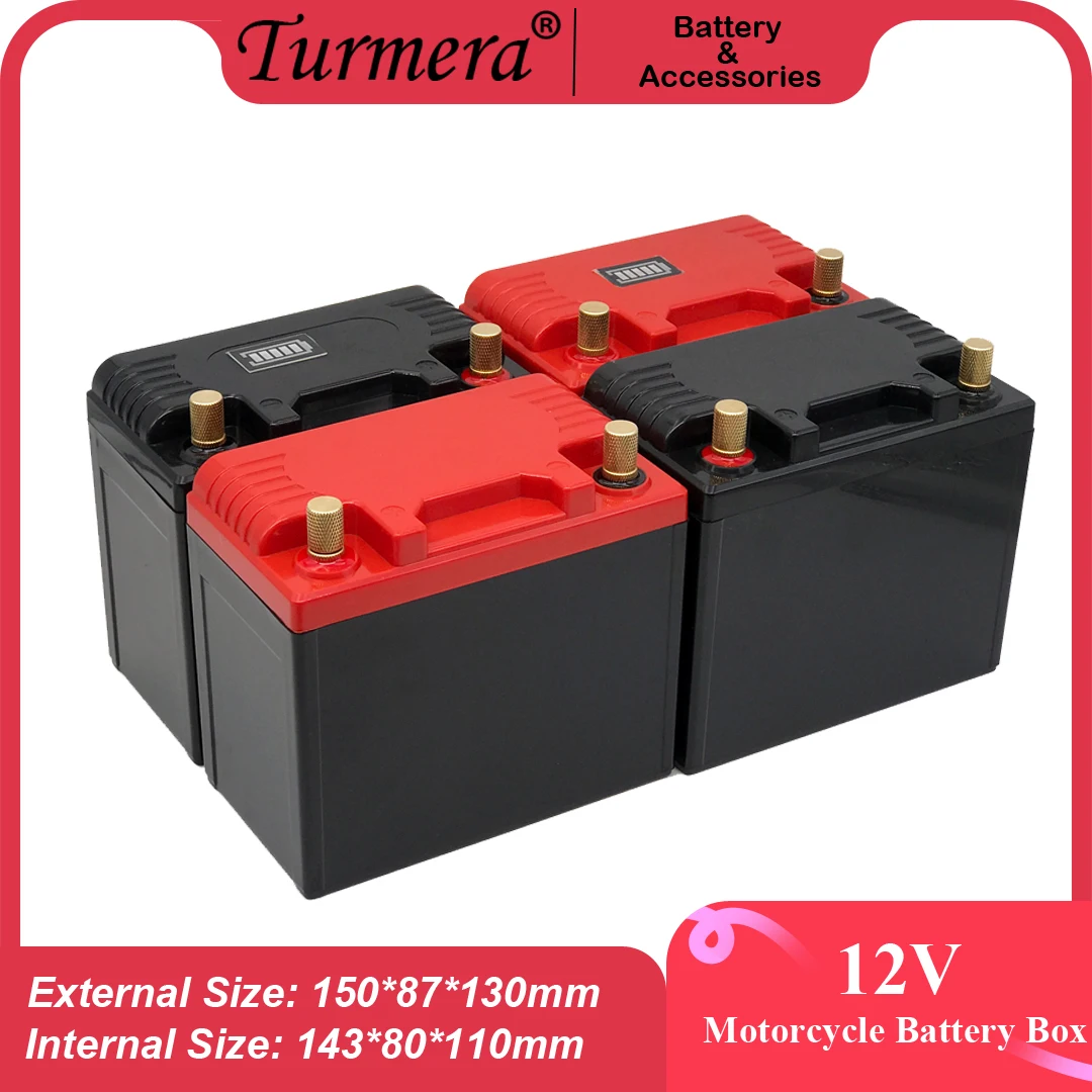 Turmera 12V 12Ah do 35Ah pudełko do przechowywania akumulatorów motocyklowych Camping UPS etui na akumulatory ze wskaźnikiem do wymiany 12V do