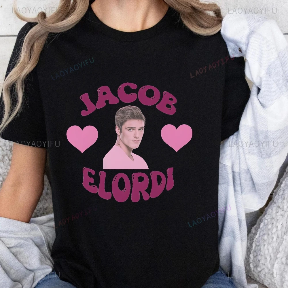 Vintage Jacob Elordi Printed T-shirt Top Jacob Elordi Neutral Trend Harajuku Short Sleeved Unisex Shirt Pattern Large T-shirt