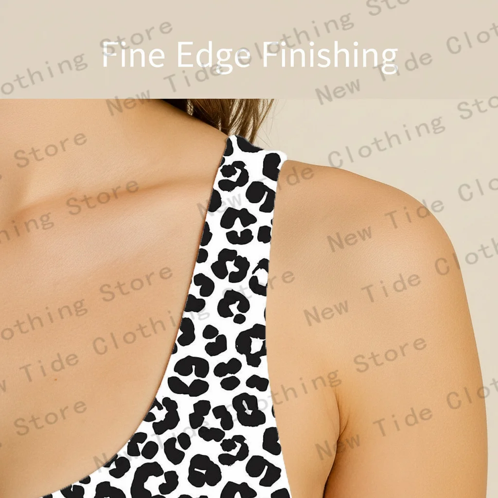 Einteiliger Badeanzug für Damen, schwarz, weiß, Leopardenmuster, ärmellos, schmal geschnitten, Badeanzug für Strand, Sommerurlaub, Pool-Outfit