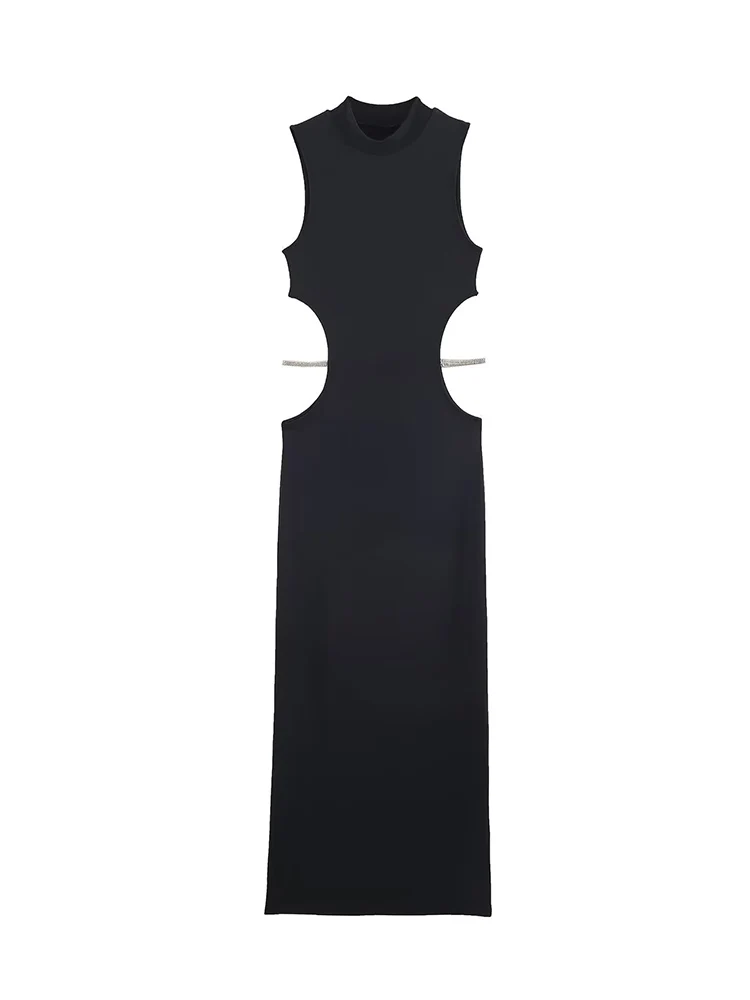 فستان نسائي أنيق مطرز بدون أكمام للتخسيس، تصميم مثير ومثير، فستان طويل، موضة الحفلات المسائية، ملابس أنيقة