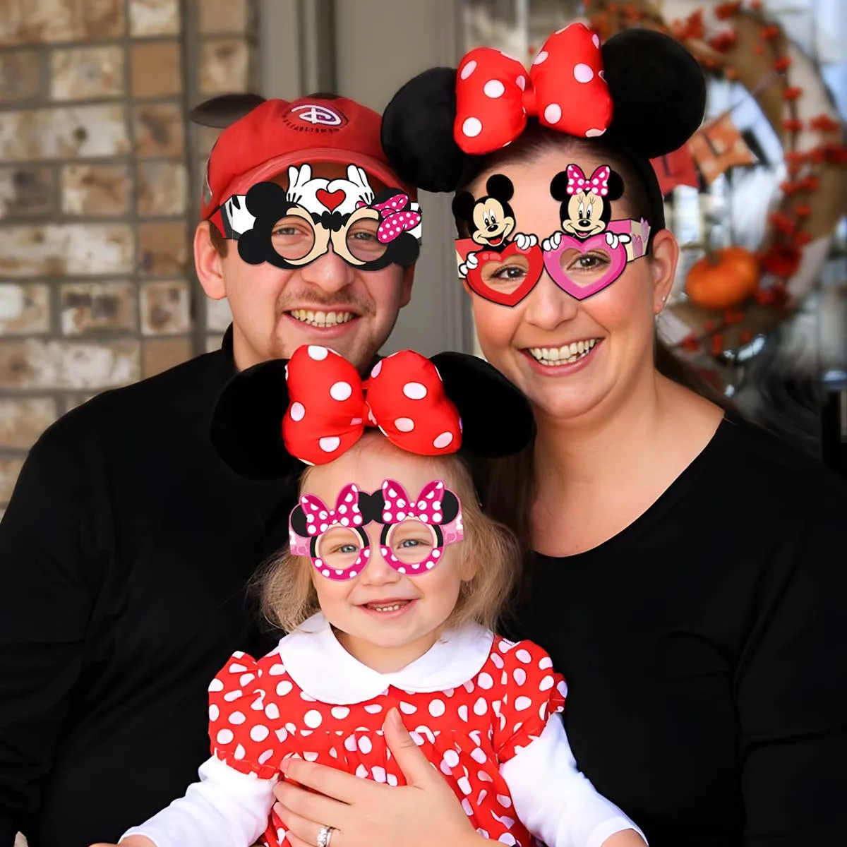 Crianças adultos foto adereços 14 pçs/set disney minnie mouse mickey mouse armações de óculos de papel