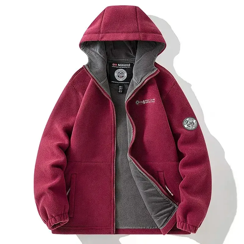 

COMXZ Heavyweight Double Face Fleece Jacket Norway Wool Lined Plus Size Hooded Puffy Coat All Weather Warm Outdoor Autumn Winter