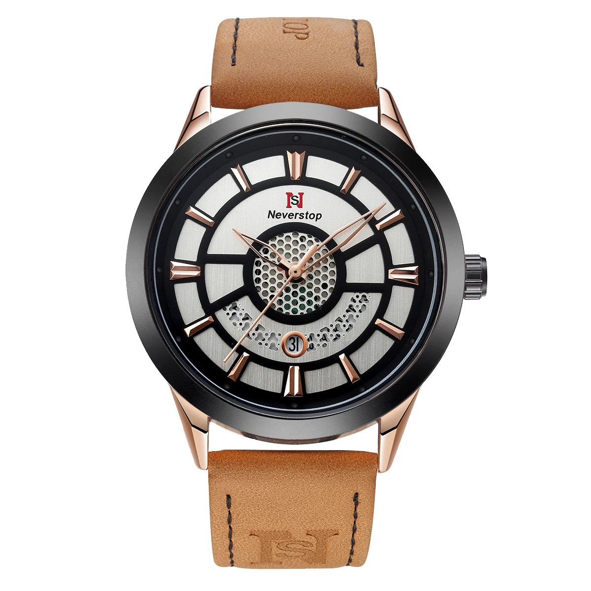 Часы UTHAI мужские деловые водонепроницаемые, оригинальные модные кварцевые наручные, с календарем и ремешком