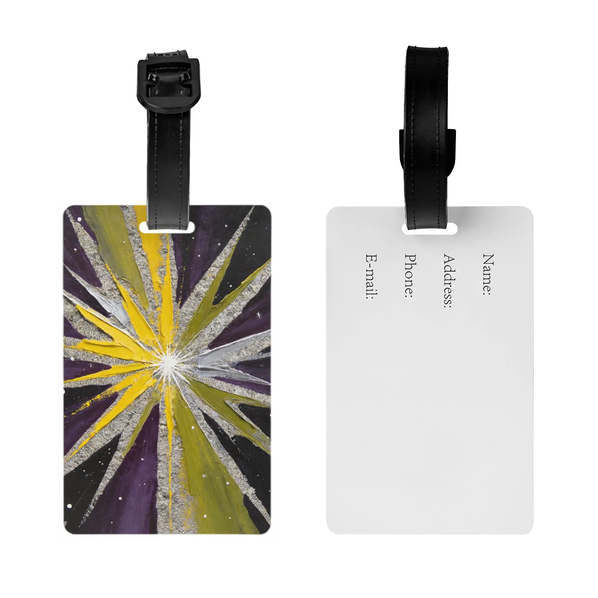 Modern Abstract Star Burst Luggage Tag Starburst Oil Painting Art Print Suitcase Baggage Name ID Tag Travel Trip Accessory