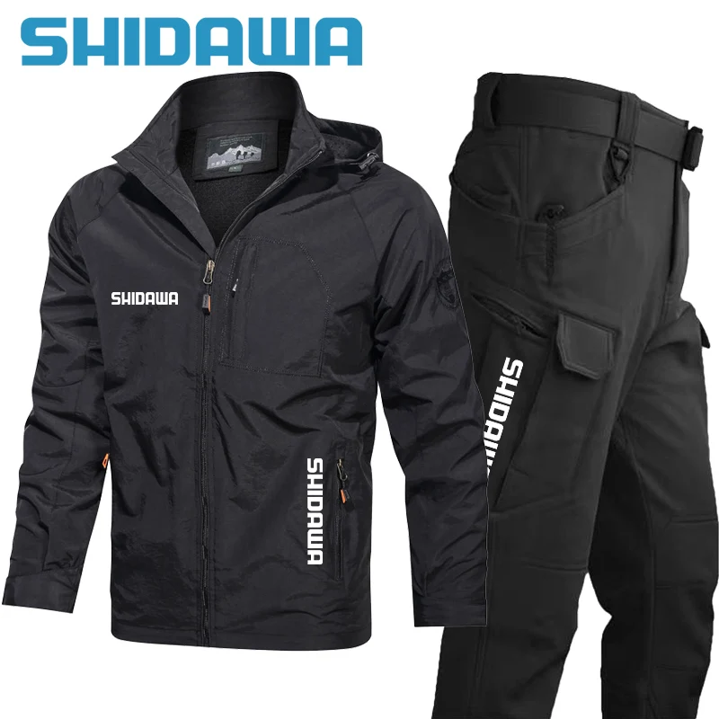 Shidawa Fishing Suit Men Spring Autumn Thin Fishing Clothes Outdoor Sports Hooded Hiking Fishing Jacket Waterproof Fishing Pants