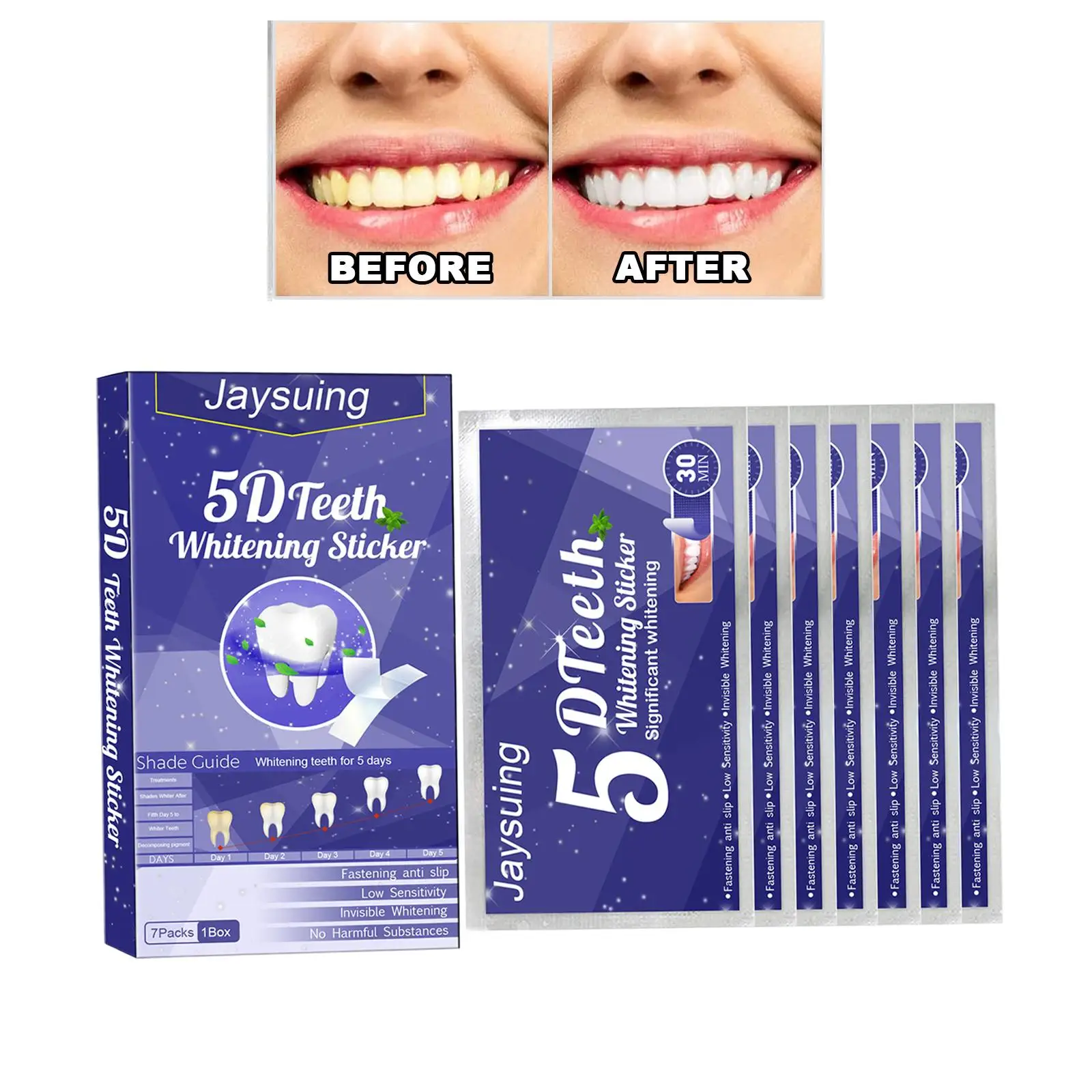 

5D White Strips for Whitener Gel Strips for Remove Coffee Stains