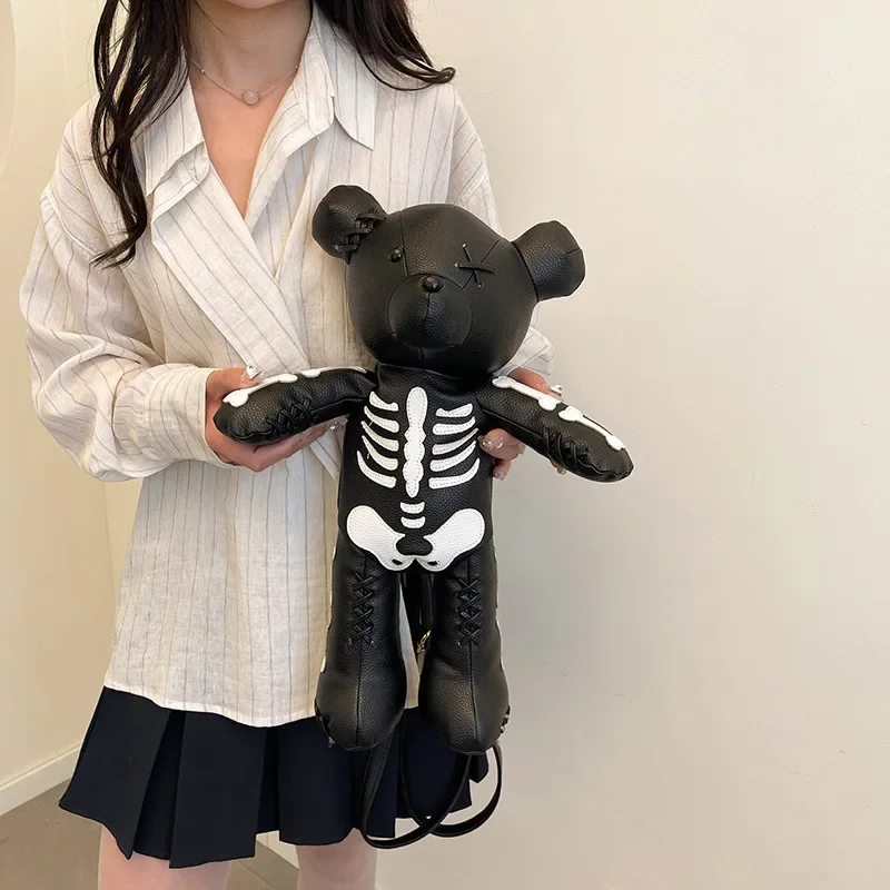 Skull Explicit Big Bear Backpack Japanese and Korean New Literary Personality Spoof Out of The Street Halloween Gift Backpack