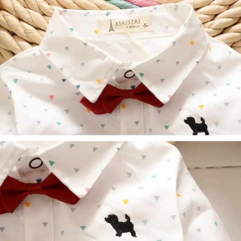 Camisas cómodas para niños de 3 a 7 años, blusa para niños de primavera y verano, ropa de manga larga con cuello vuelto, ropa estampada para niños H25