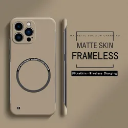 Frameless Magnetic Slim Case For Magsafe iPhone 14 Pro Plus 13Pro 14Pro Max 13 Mini Wireless Charging PC Matte Back Cover