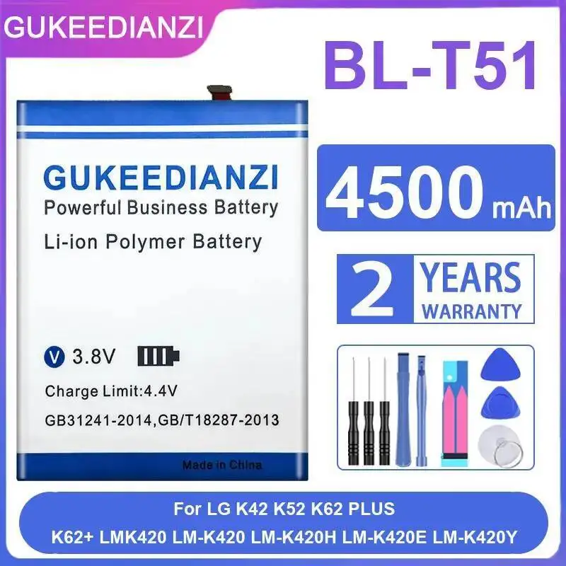 

Аккумулятор мобильного телефона BL-T51 4500 мАч для LG K42 K52 K62 Plus K62 + LMK420 LM-K420 LM-K420H LM-K420E LM-K420Y