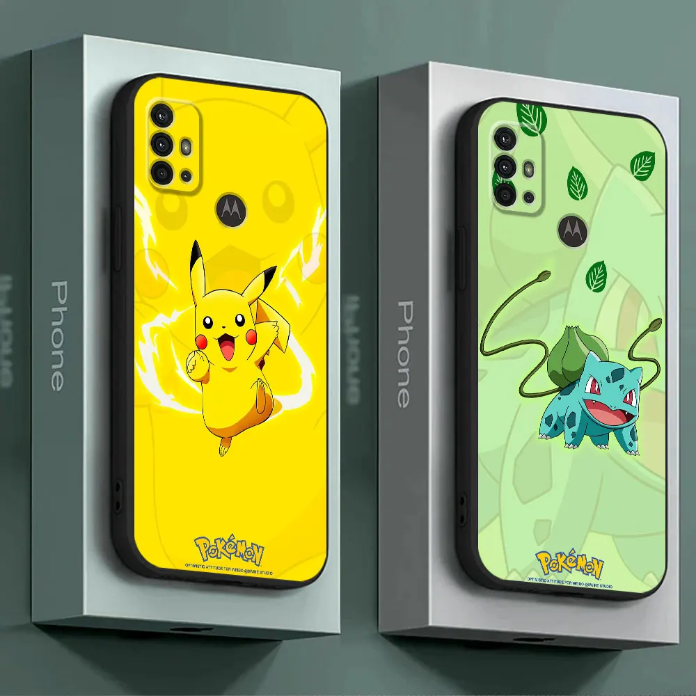 Anime Pokemon Pikachu Cover Phone Case for Motorola Moto G82 G8 G9 Power Lite G22 G60 G51 G52 G72 G31 G32 G30 G50 G71 5G G200