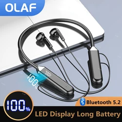 Magnetic Neckband Headphones Wireless Bluetooth 5.2 Earphones LED Display 800mAh Battery HIFI Headset Sport Noise Cancel Earbuds
