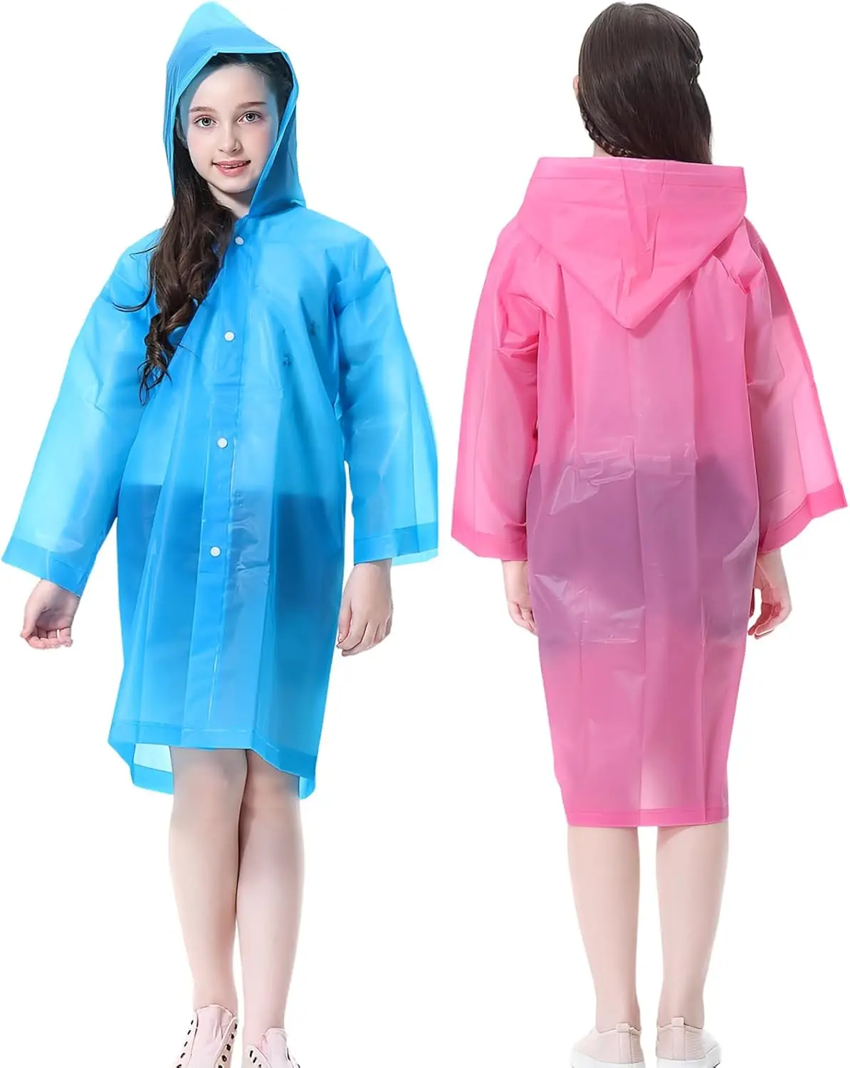 

Reusable Rain Ponchos for Outdoor Activities, 2-Pack Hooded Raincoats for Hiking and Camping
