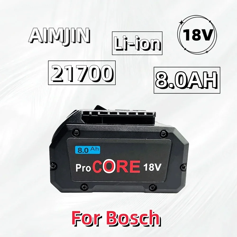 Bateria de substituição ProCore para Bosch, Ferramentas sem fio do sistema profissional, BAT609, BAT618, GBA18V80, 21700 Cell, 18V, 8.0Ah