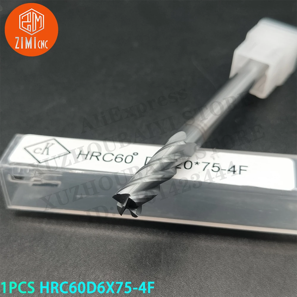 1 قطعة HRC60 D6X75-4F حديدعالى السرعه نهاية مطحنة مخرطة معدنية أداة CNC أدوات قطع الطحن القابلة للفهرسة ميكانيكي HRC60 D6X75-4F لجنة حقوق الإنسان