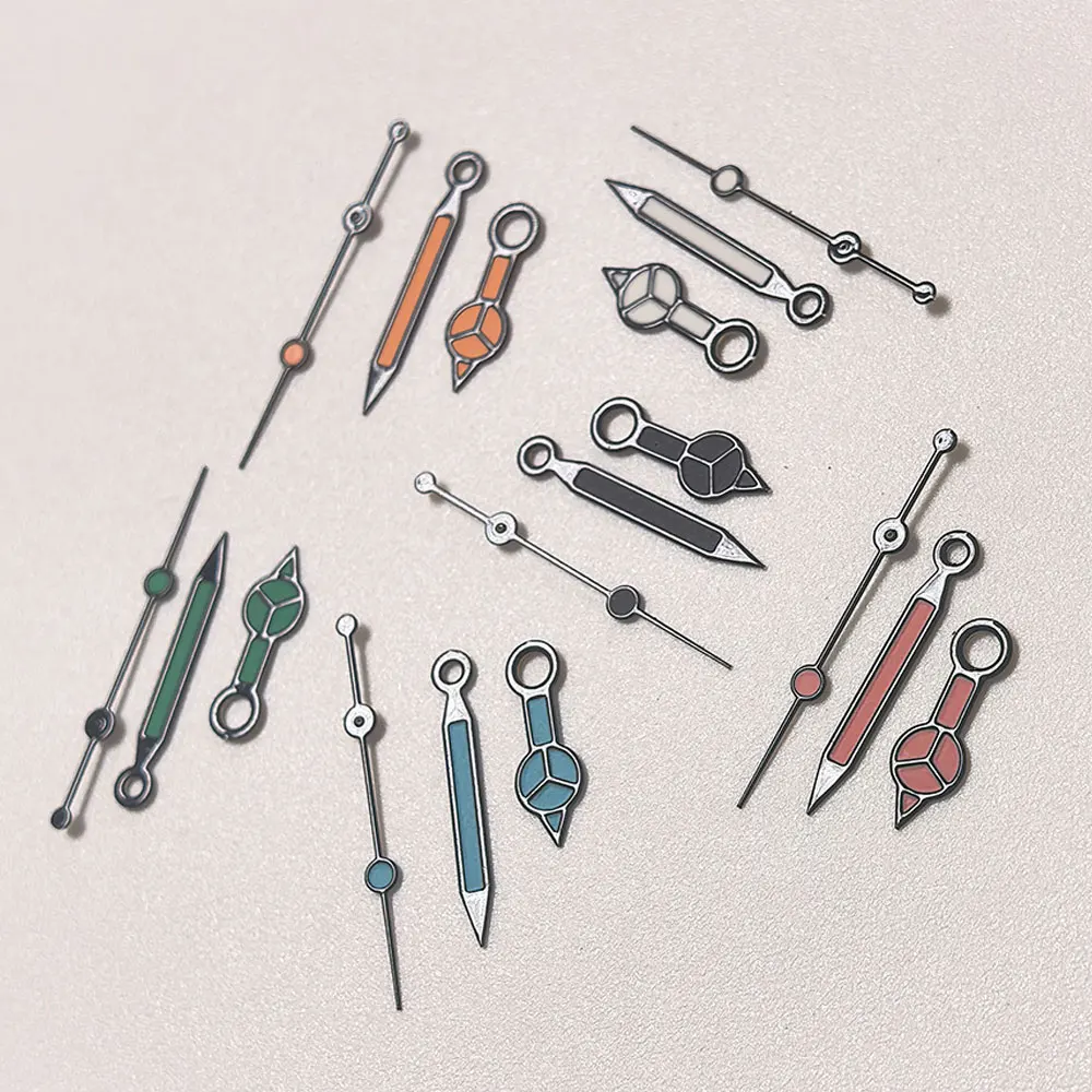 NH35 Watch Hands for NH36 4R 7S Movement High Quality Black Border Needle 7.75*12*12.5mm Green Luminous Diving Watches Pointers