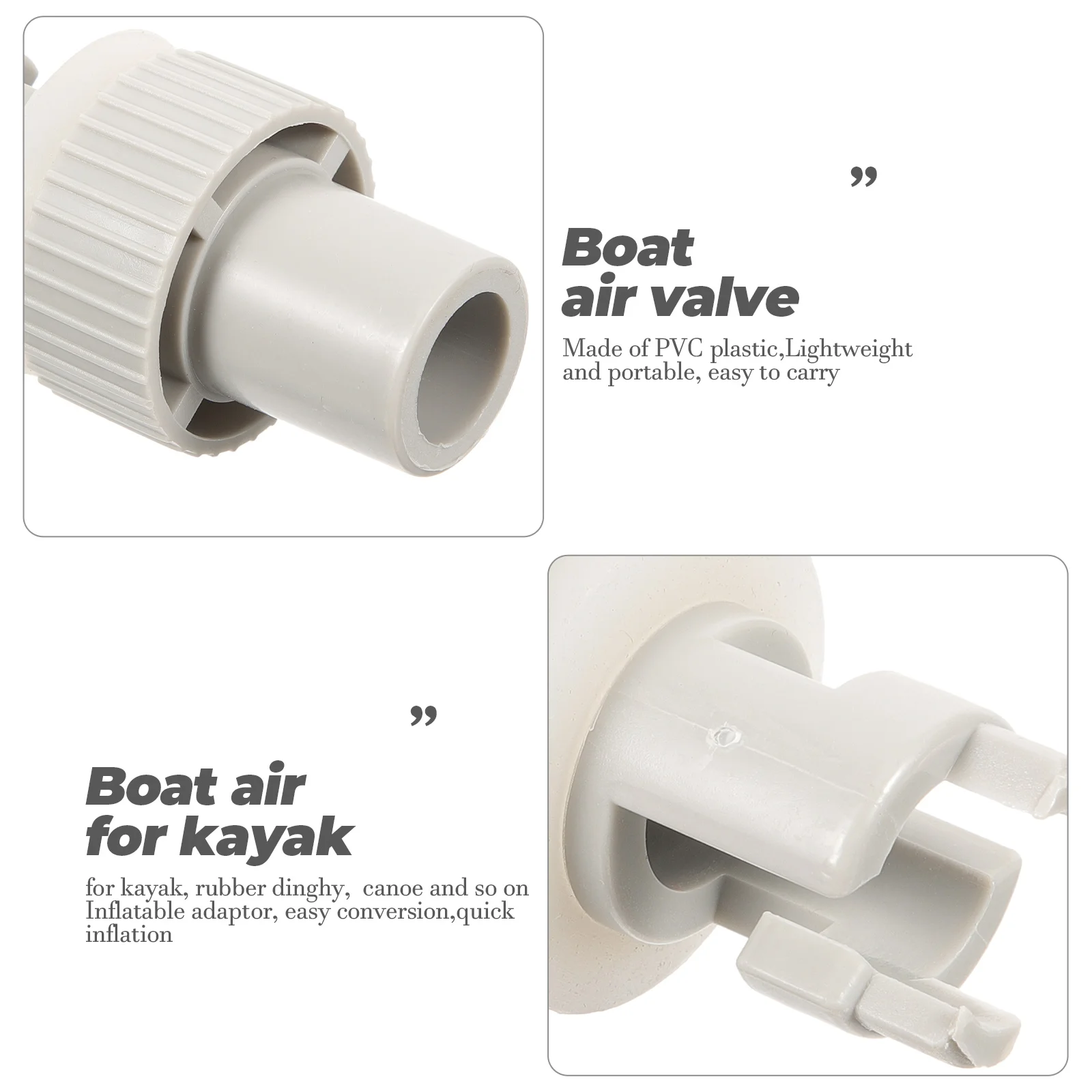 

3Pcs PVC Inflatable Boat Air Valve Sturdy Adaptor for Kayak Rubber Dinghy Canoe Air Pump Hose Connector Pump Adapter