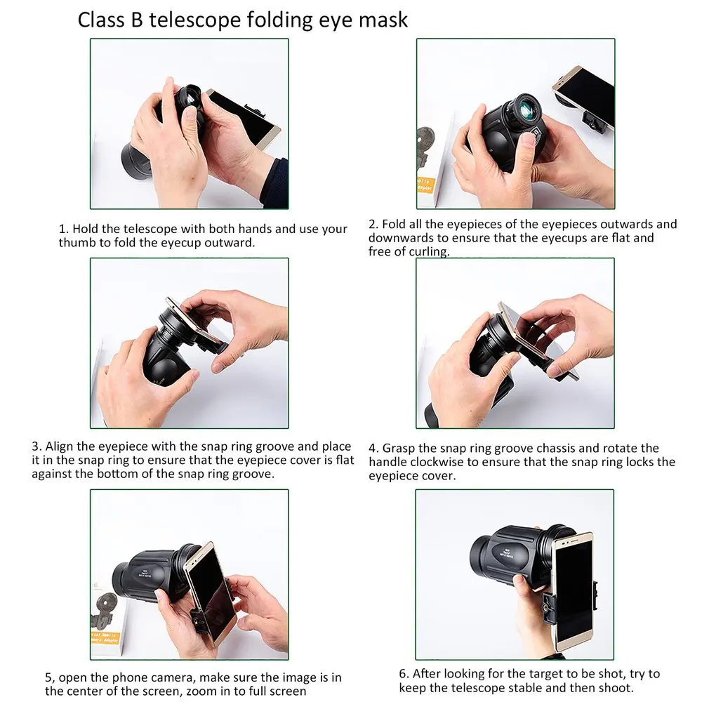 Supporto per adattatore fotografico per obiettivo del telefono universale, adattatore per telefono telescopio con staffa regolabile per binocolo monoculare