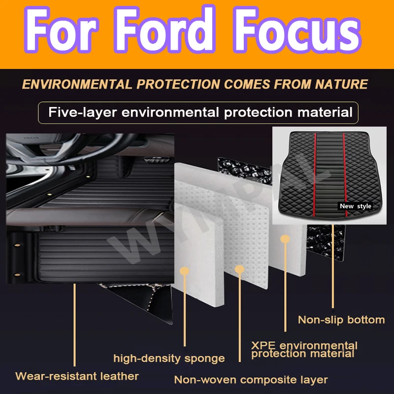 

Luxury Auto Car Floor Mats For Ford Focus MK2.5 2006 2007 2008 2009 2010 2011 Foot Pads Automobile Carpet Cover Interior Accesso