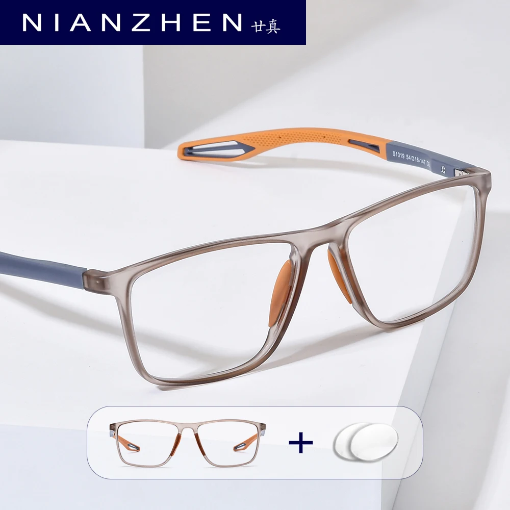 NIANZHEN Myopia Prescription Eyeglasses Photochromic Progressive Optical Lens Eyewear Men Square TR90 Glasses Frame 1019