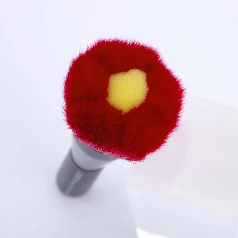 

New Short-handled 18P Large Loose Powder Blush Brush Beauty Tool Setting Rose Red Animal Wool Makeup Brush