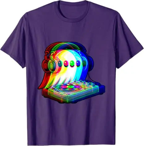 House Music Ghost Dj Optical Illusion EDM Halloween Rave DJ T-Shirt Humor Lustiges Rock Grafik Outfit Kurzarmblusen Y2k Top – Detail 9