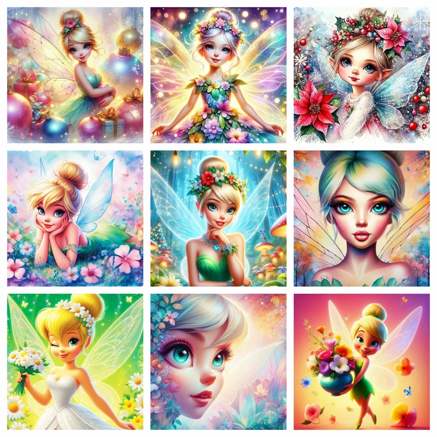 Disney DIY AB Diamond Painting Embroidery Tinker Bell New 2024 Collection Cartoon Picture of Rhinestones Mosaic Fairy Wall Decor