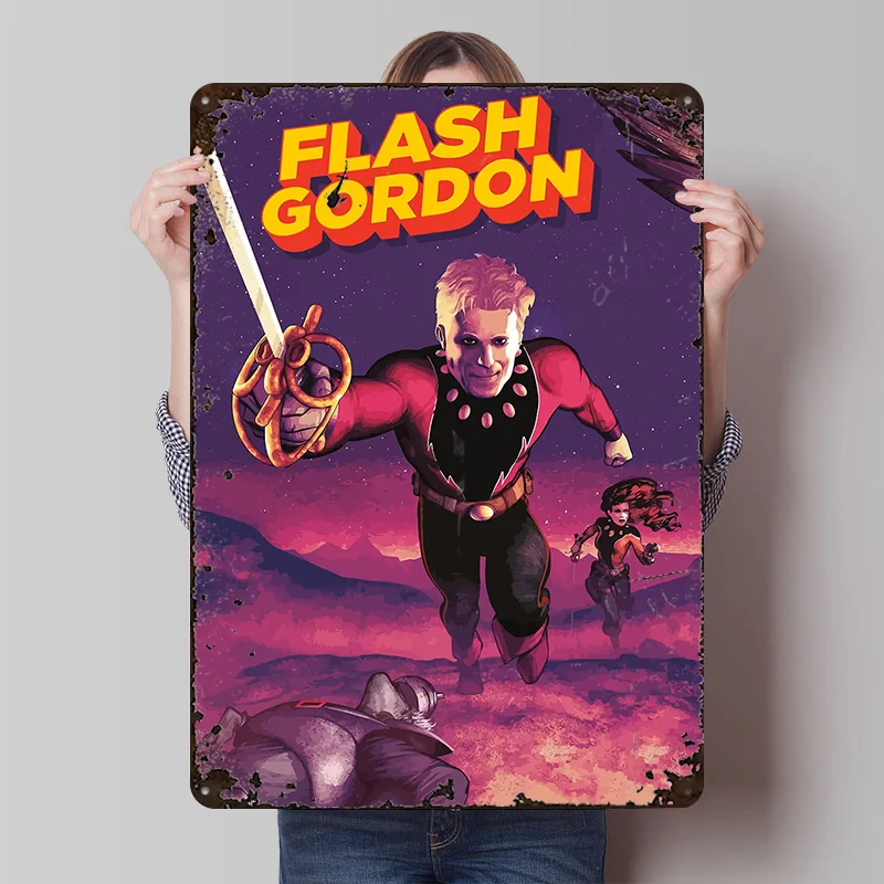 Flash Gordon Comic Book Cover Art Poster Customized Vintage Metal Signs Wall Art Retro Tin Plaque for Decoration Home Wand Deko