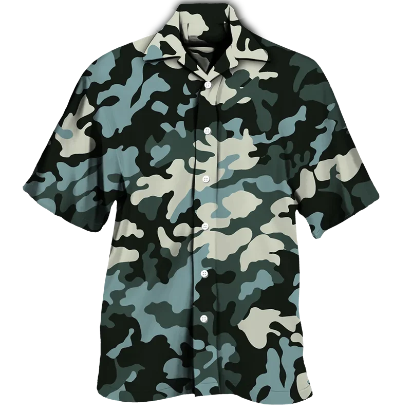 Casual Forest Camouflage Print Shirt For Men Outdoor Short Sleeve Tees Tactic Tops Street Women Blouse Oversized Female Clothing