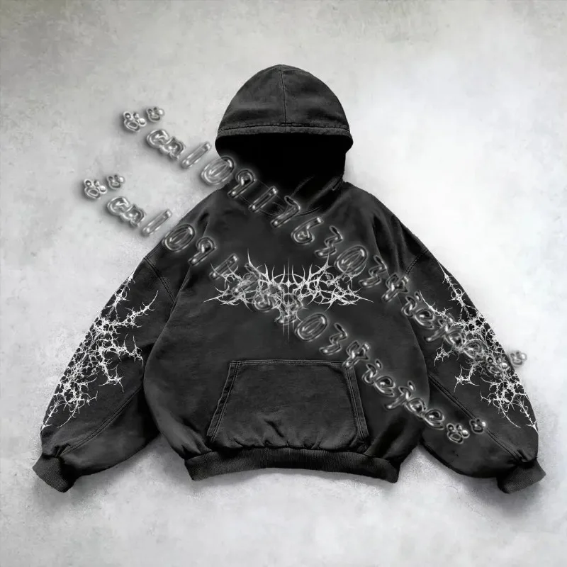 

American Y2K New Fashion Trend Fleece Padded Zipper Hoodie Women Street Hip Hop Joker Loose Sweatshirt Couple Casual Punk Hoodie