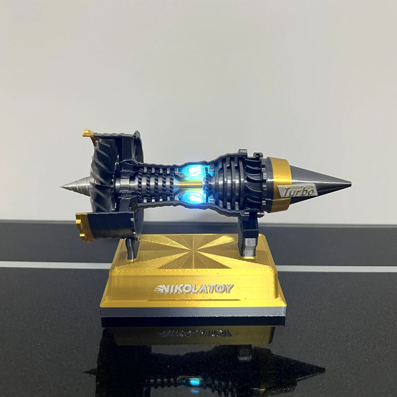 TRENT900 마이크로 터보팬 엔진 모델 블루 라이트가 있는 무음 모터 절묘한 장난감 빨간색/노란색