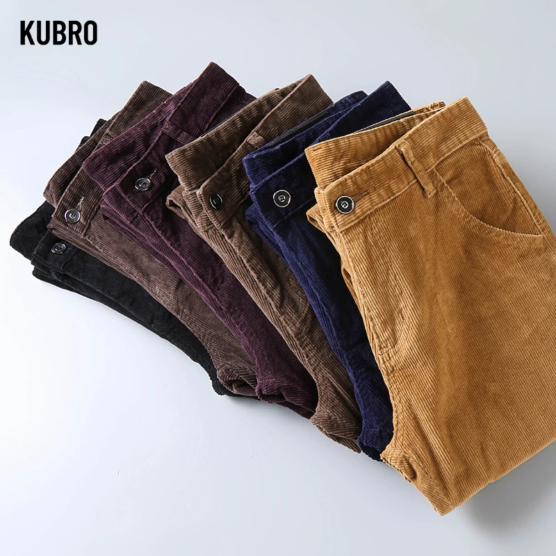 5 Color Men\'s Thick Corduroy Casual Pants 2023 Winter New Style Business Fashion Stretch Regular Fit Trousers Male Brand Clothes