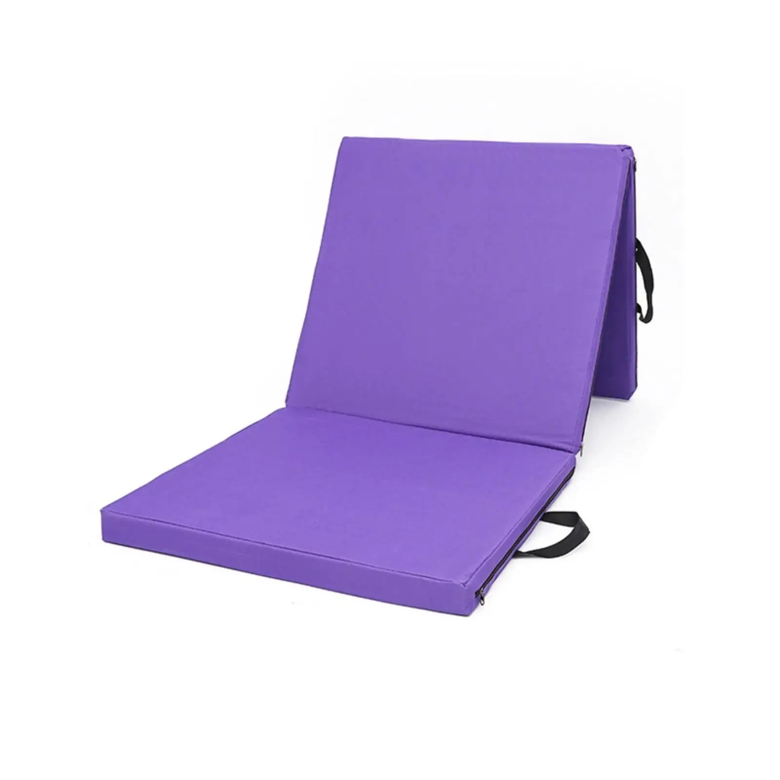 Triple-folding gymnastics mat with carrying handles, foldable for stretching