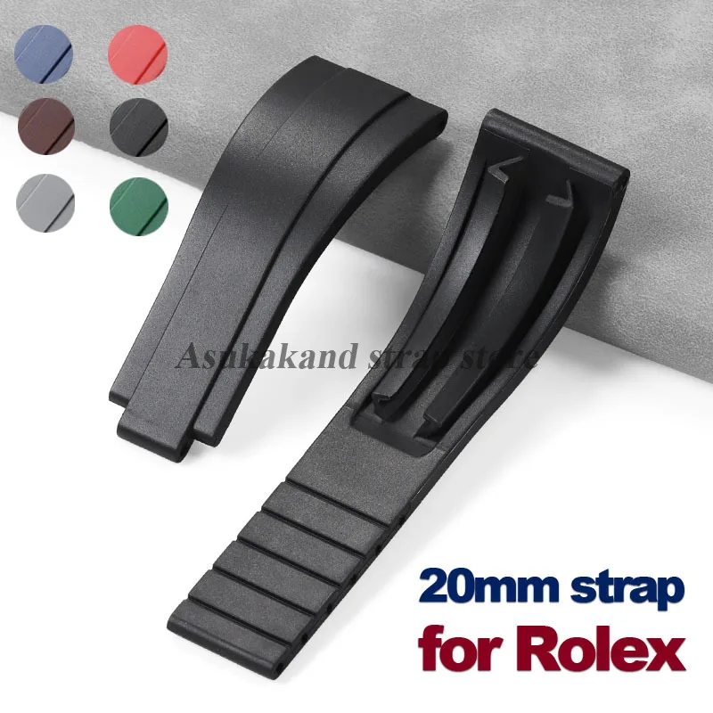 Pulseira de relógio de borracha tpu à prova d'água 20mm para rolex submariner para daytona gmt para água fantasma masculino feminino pulseira de relógio de silicone