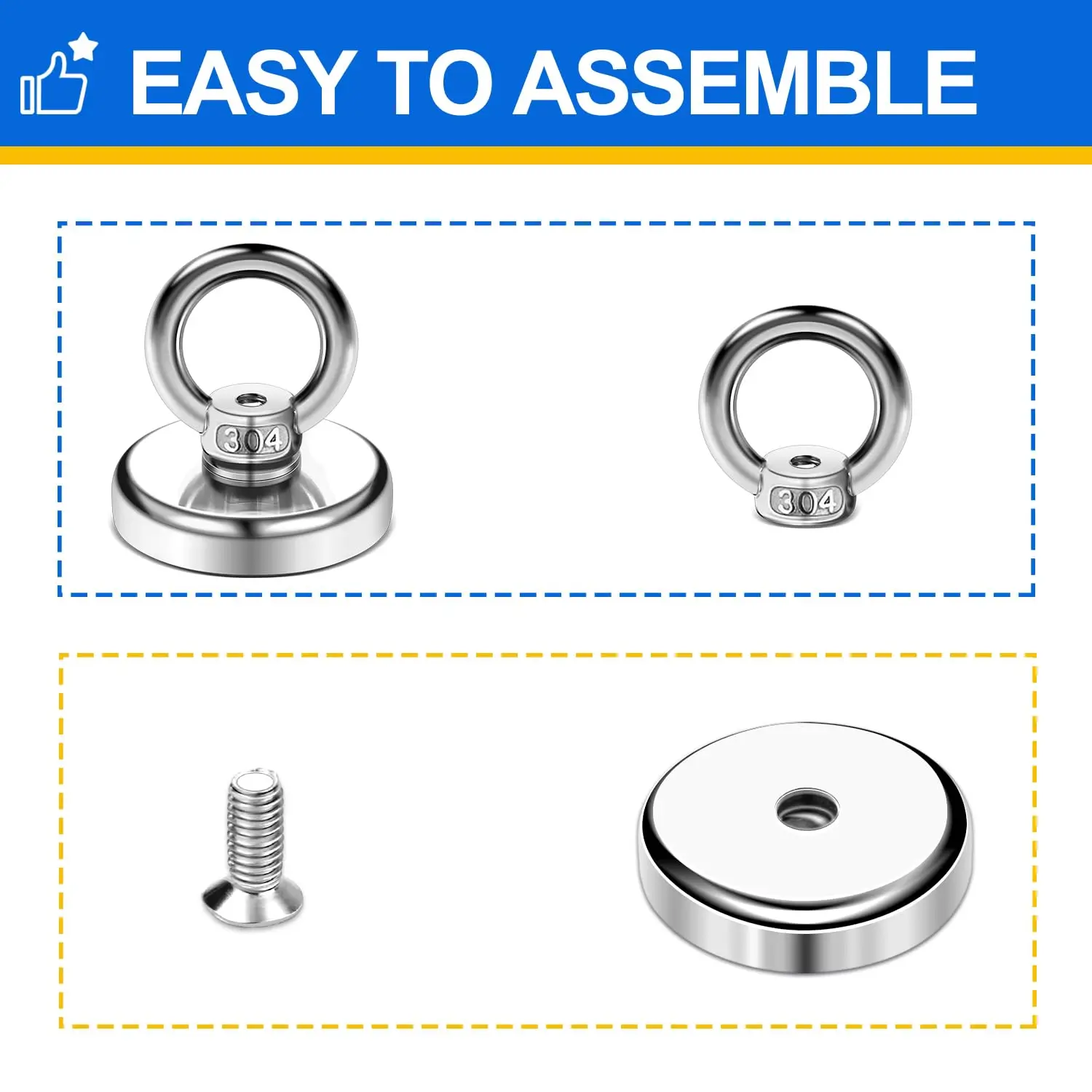 خطافات مغناطيسية، 60 رطلاً (27 كجم) خطافات مغناطيسية للأرض النادرة مع فتحة غاطسة لمكان العمل والمنزل والمطبخ #5