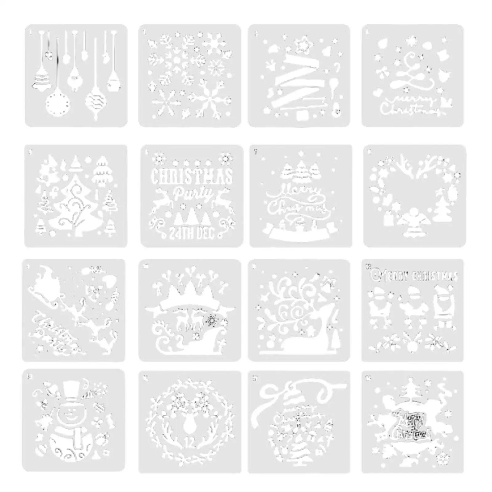 16Pcs Christmas Stencils Set Painting Templates for Card Making Floor Window