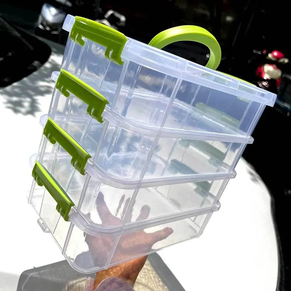 1Pcs 4 Layers Desk Storage Organizer Transparent Stackable Makeup Organizer Box School Office Plastic Jewelry Container Bins