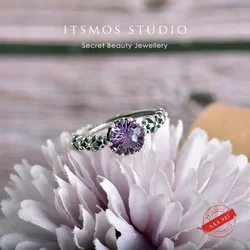 ITSMOS Natural Amethyst Rings s925 Sterling Silver Vintage Punk Millennial Cutter Bands Crystals Jewelry for Women Gift
