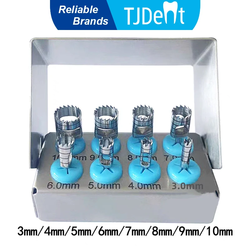 TJDent 1set Dental Implant Terphine Planting Tools Surgical Steel Burs Tissue Punches Punch Dentistry Surgical Instrument