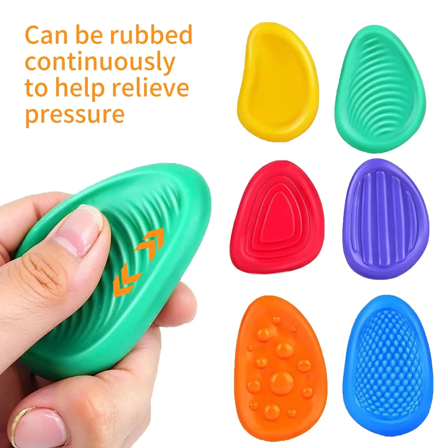 6 uds Fidget Toys piedra sensorial para niños piedra de preocupación suave texturizada para autismo Fidgets silenciosos artículos para el estrés regalo para aliviar la ansiedad