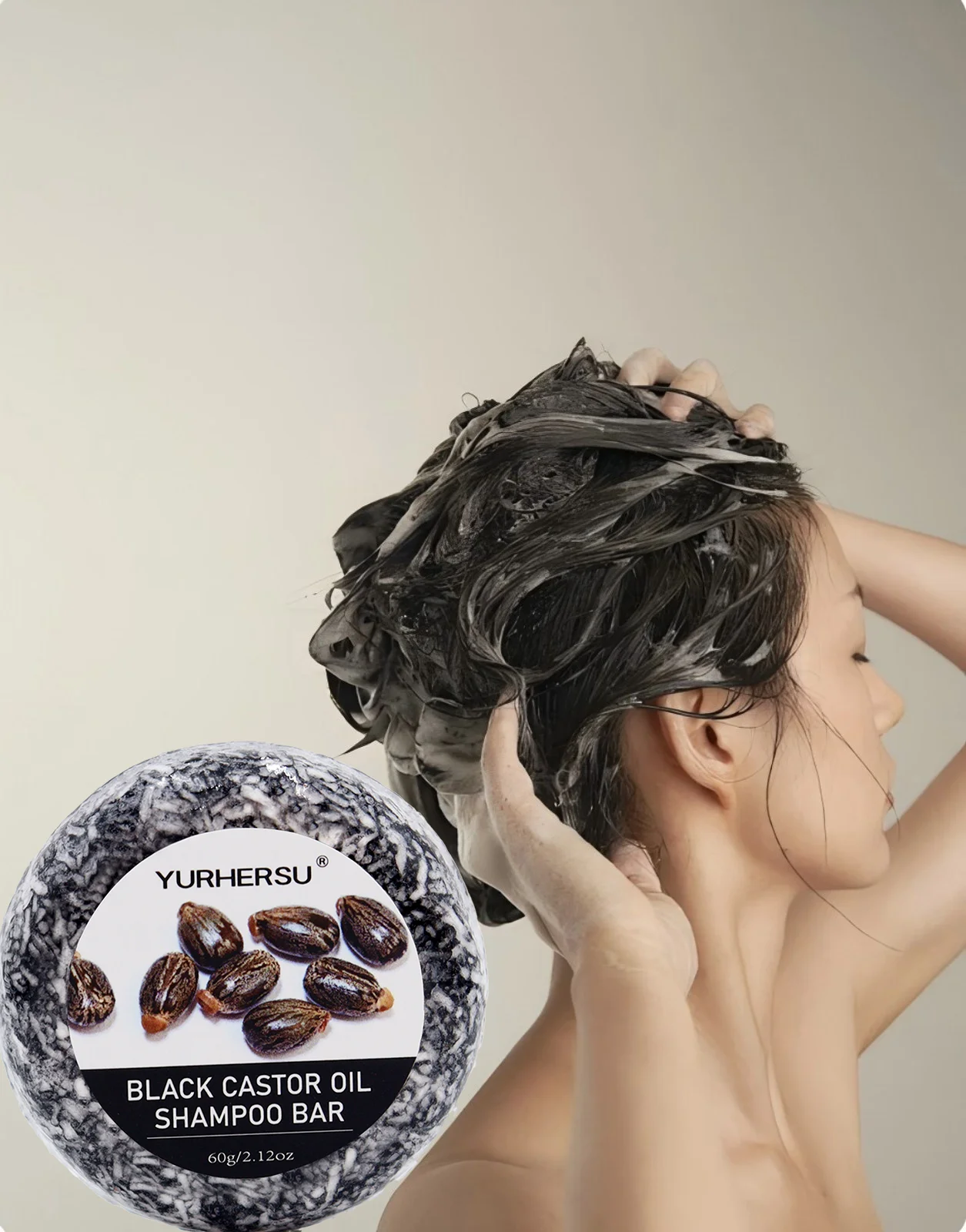 صابون شامبو بزيت الخروع الأسود، يستخدم لزيادة سمك الشعر وقوة الشعر - يساعد على جفاف الشعر المجعد وترطيب نسيج الشعر #1