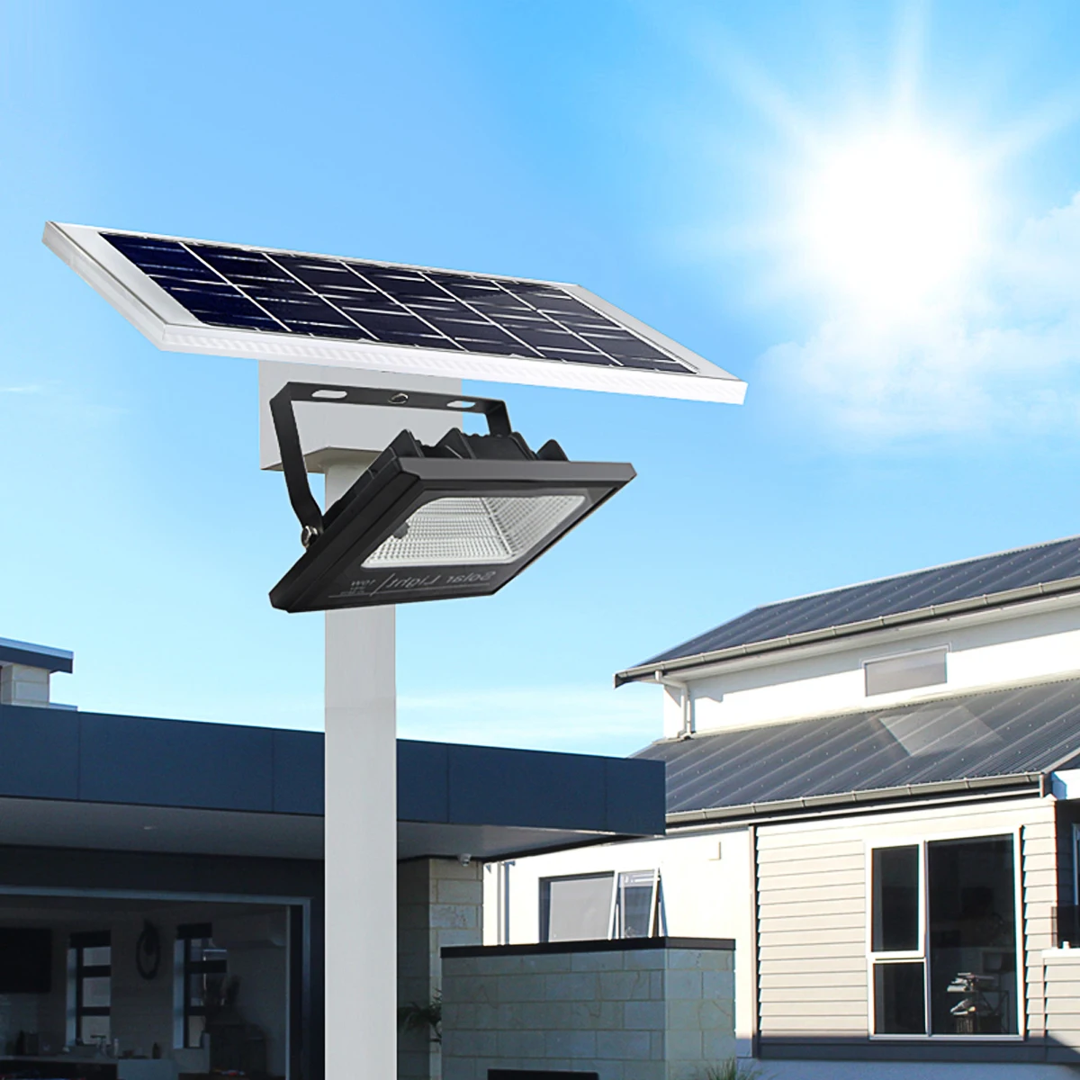 Solar Power Wall Lamp Street Lights Outdoor Garden Yard Floodlight Garage Pathway Energy Saving Outside Lamps Night Lighting