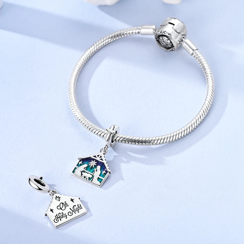 New 925 Sterling Silver Jesus Birth Charms Bead Fit Original Bracelet DIY Women Anniversary Jewelry image 2