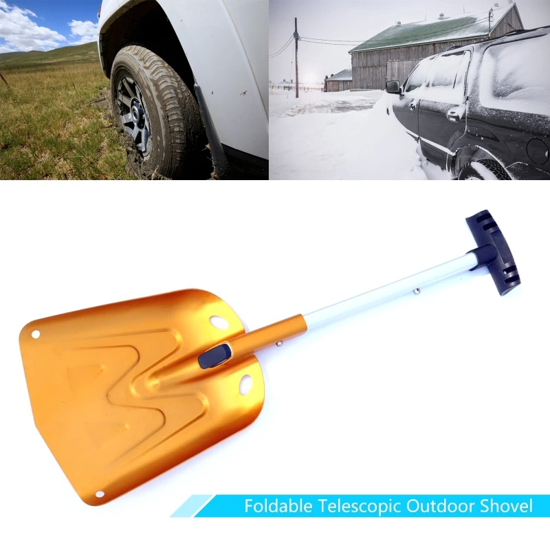 

Upgraded Snow Shovel for Car Aluminum Portable Utility Lightweight Emergency Shovel for Snowmobile Truck Vehicle Camping