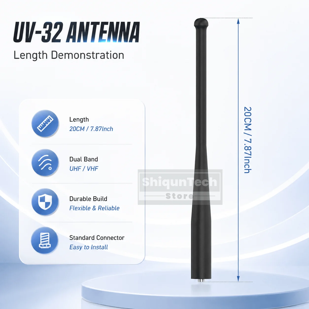 Original Baofeng DM-32 UV-32 Walkie Talkie Antenna Accessory SMA-Female FM/137-174MHz/400-520MHz VHF UHF For SW-9 Two-Way Radios - view 4