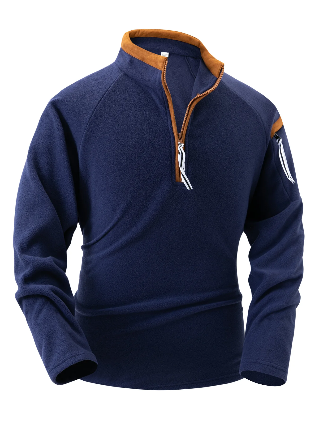 2025 nieuwe heren winter hoodie met lange mouwen effen kleur top rits revers dikke sportmode top