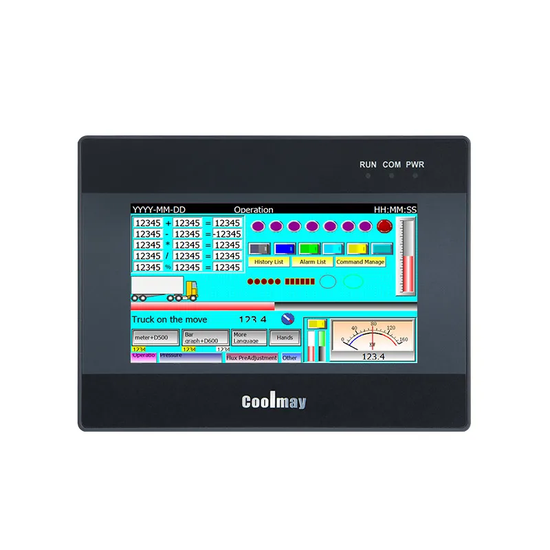 

Coolmay 4.3 Inch PLC/HMI all-in-one Temperature controller 4AD2DA RS232 for Egg Incubator industrial automation controller