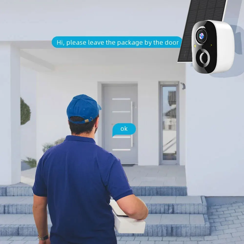 5MP WIFI Solar Surveillance Camera HD Human Detection Full Color Night Vision Two Way Audio Kit 4.39 Inch LCD Monitor ESeecloud