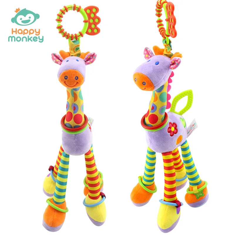 Happy Monkey Happy Monkey baby speelgoedkar rammelaar hanger babybed hangend bed bel giraffe